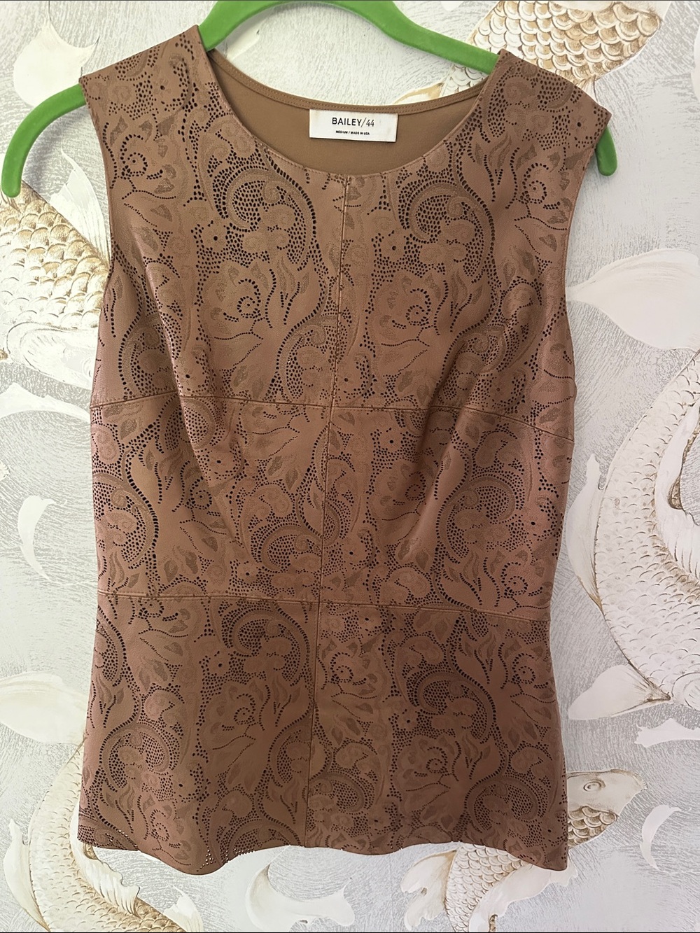Bailey 44 Taupe Brown Embossed Floral Midi Dress
